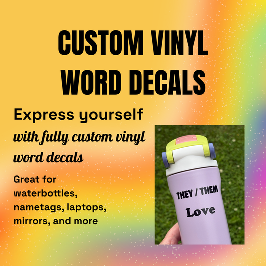 Custom Vinyl Word Decal | Personalized Sticker for Water Bottles, Mirrors, Laptops, Windows & More