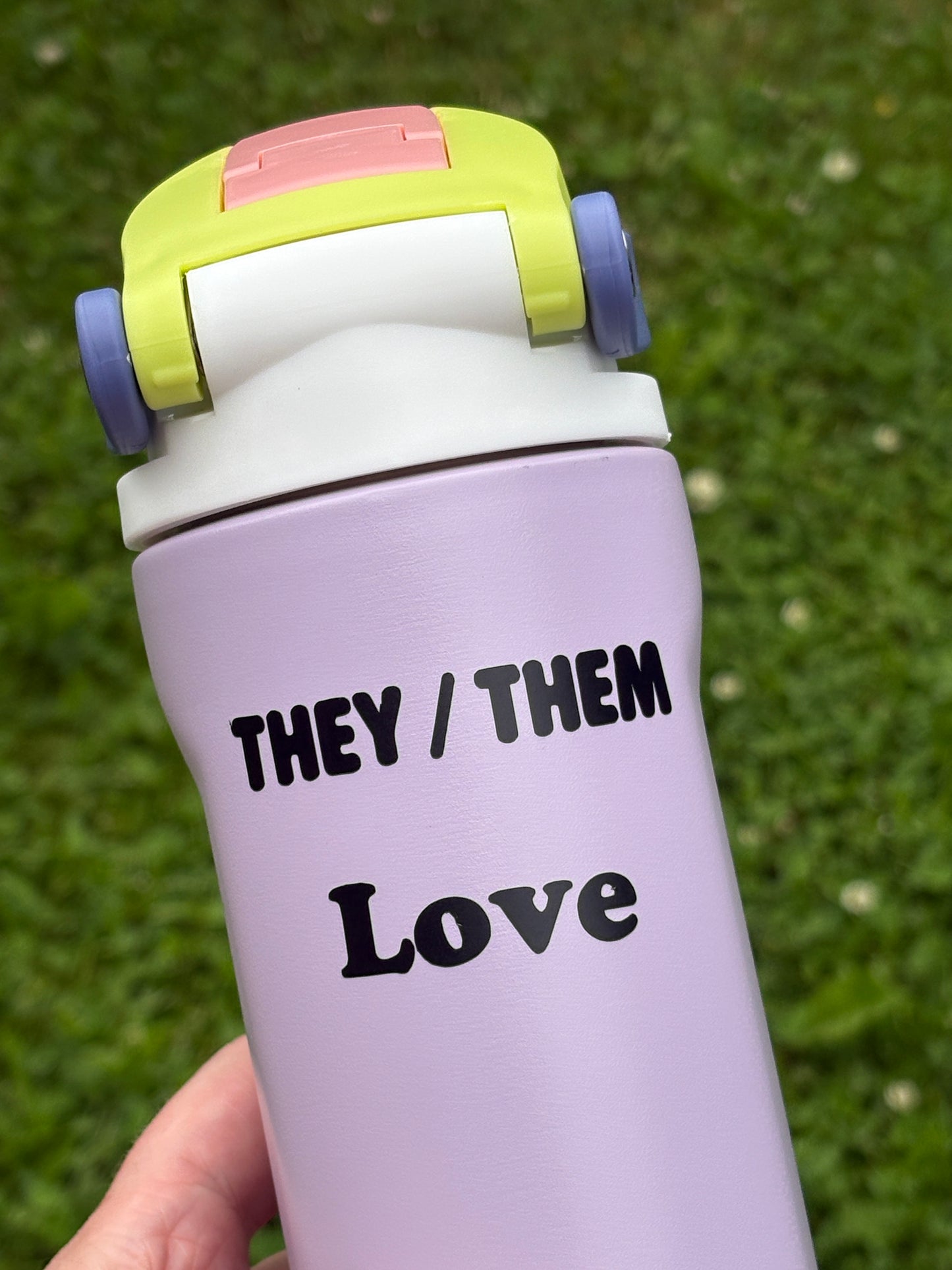 Custom Vinyl Pronoun or Identity Decal | Personalized Sticker for Water Bottles, Mirrors, Laptops, Windows & More