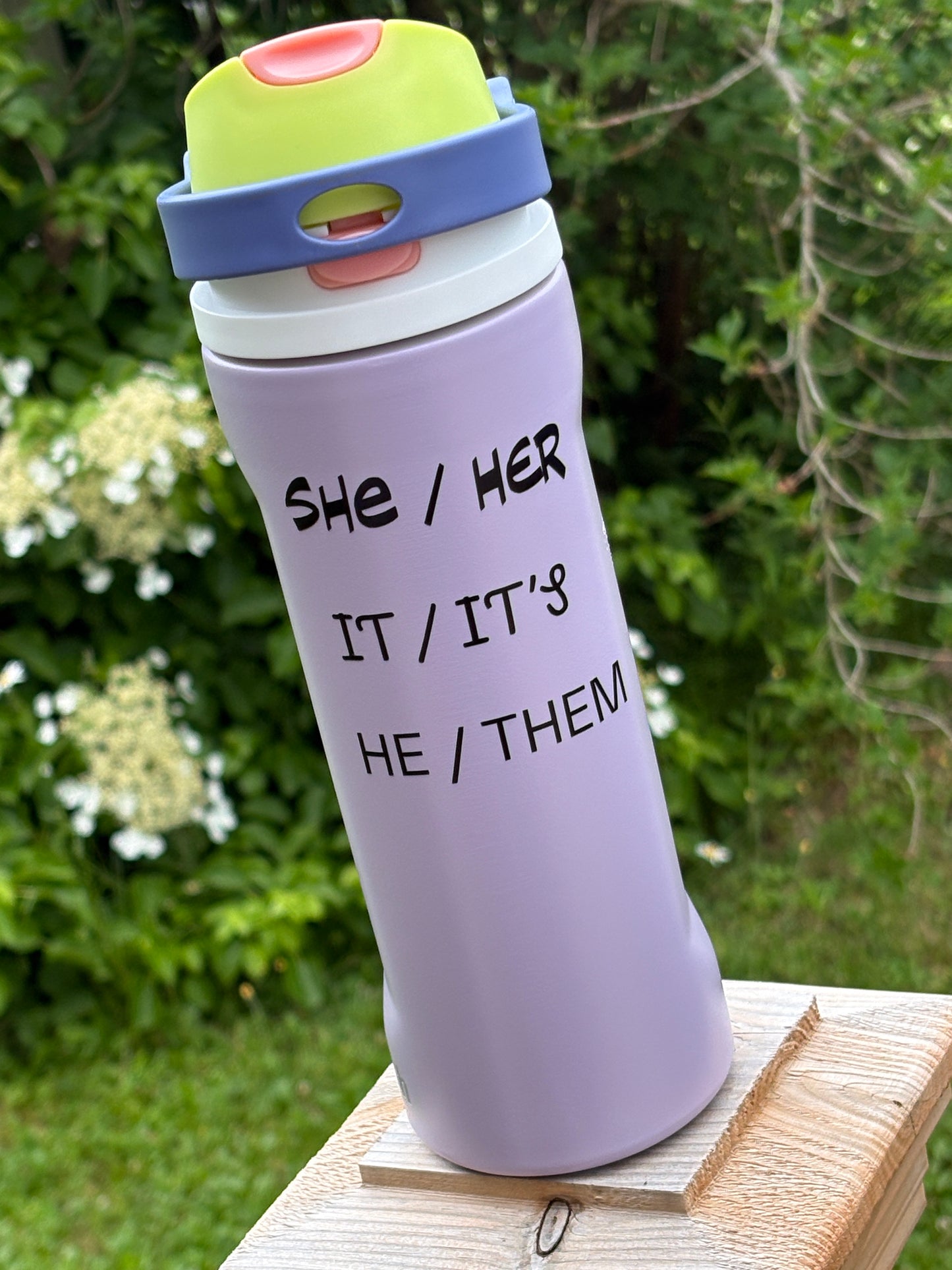 Custom Vinyl Pronoun or Identity Decal | Personalized Sticker for Water Bottles, Mirrors, Laptops, Windows & More