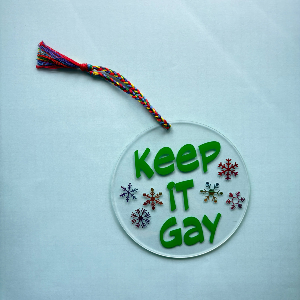 Keep It Gay Acrylic Christmas Ornament – LGBTQ Pride Holiday Décor